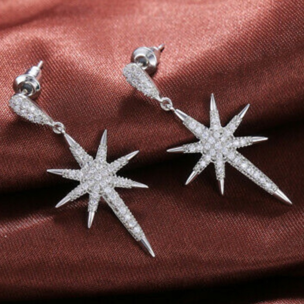 New 925 Sterling Silver Earrings Women's Wedding